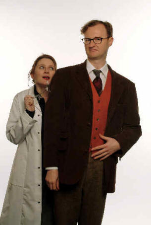 Rosie Cavaliero as Paula,  looks on longingly at Mark Gatiss' dapper Professor Nebulous. Photo (c) BBC 2005, used with permission