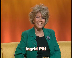 screen grab of Ingrid Pitt interviewed by Tonight in 1999 - an extra from Network's Countess Dracula Special Edition dvd